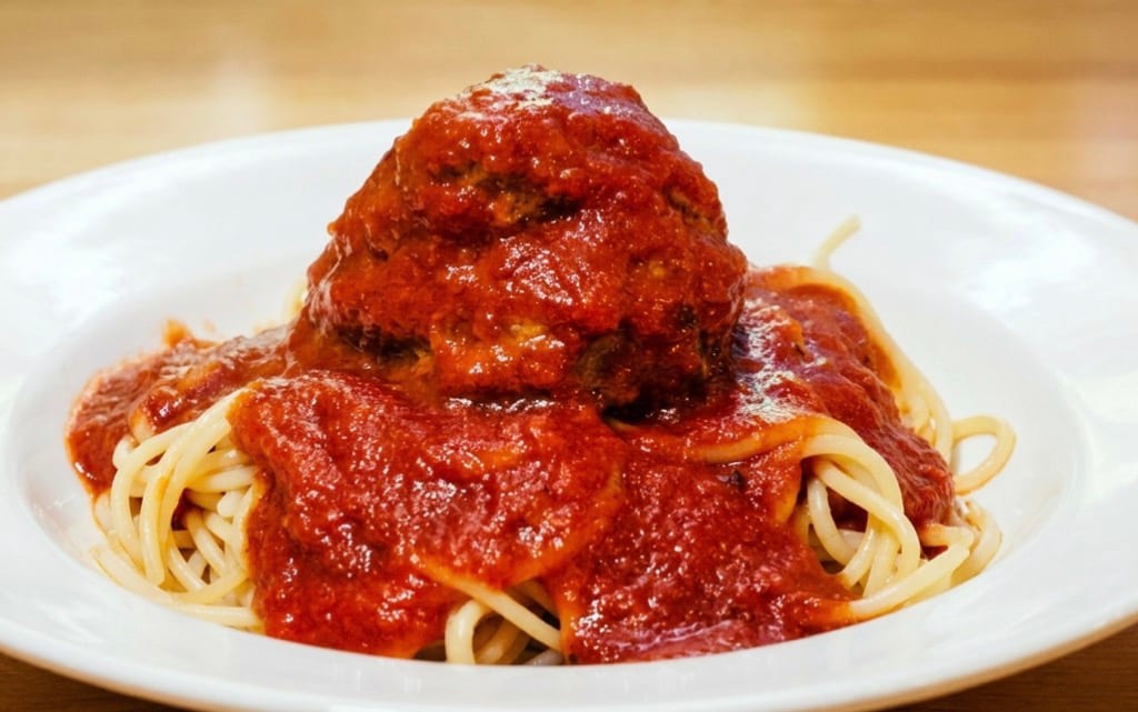Kid's Tomato Sauce Pasta with Meatball.