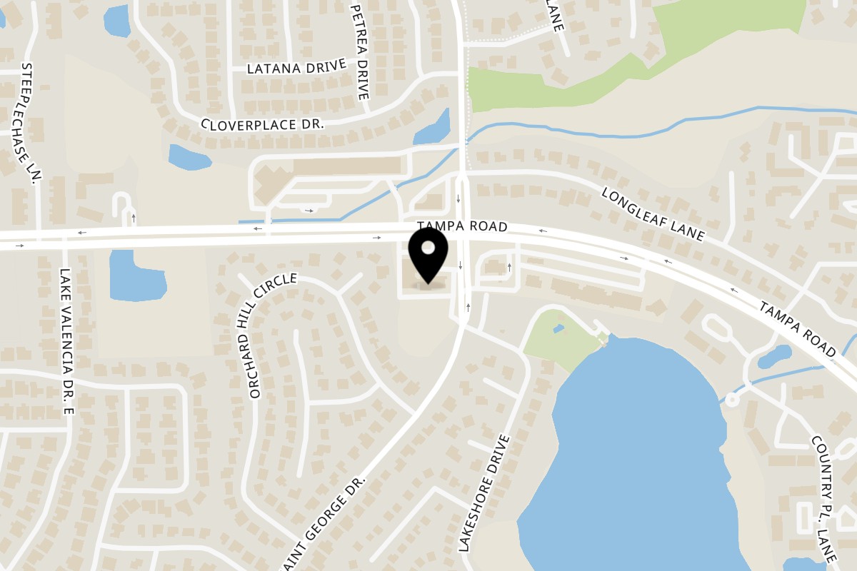 Map showing the location of Gino's New York Style Pizzeria on 3394 Tampa Rd in Palm Harbor
